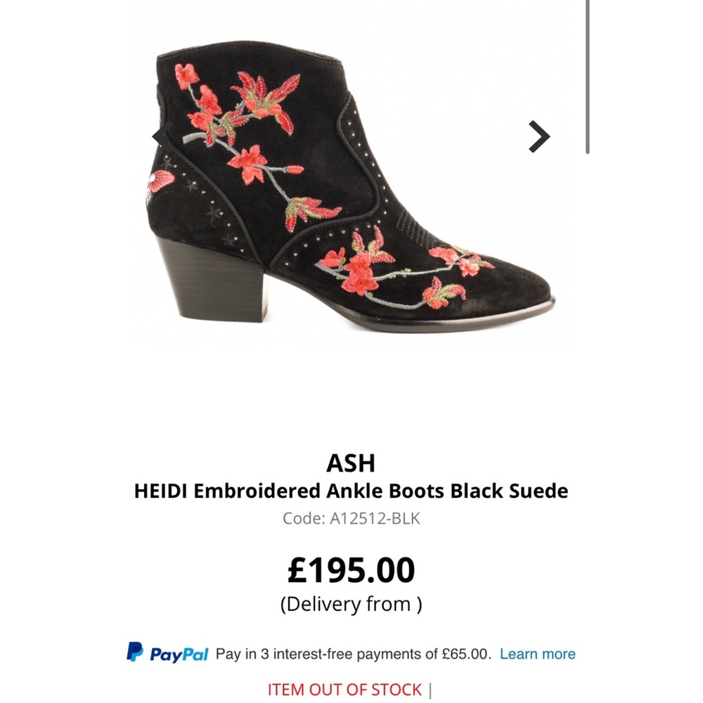 NWOT ASH Heidi embroidered ankle boot
